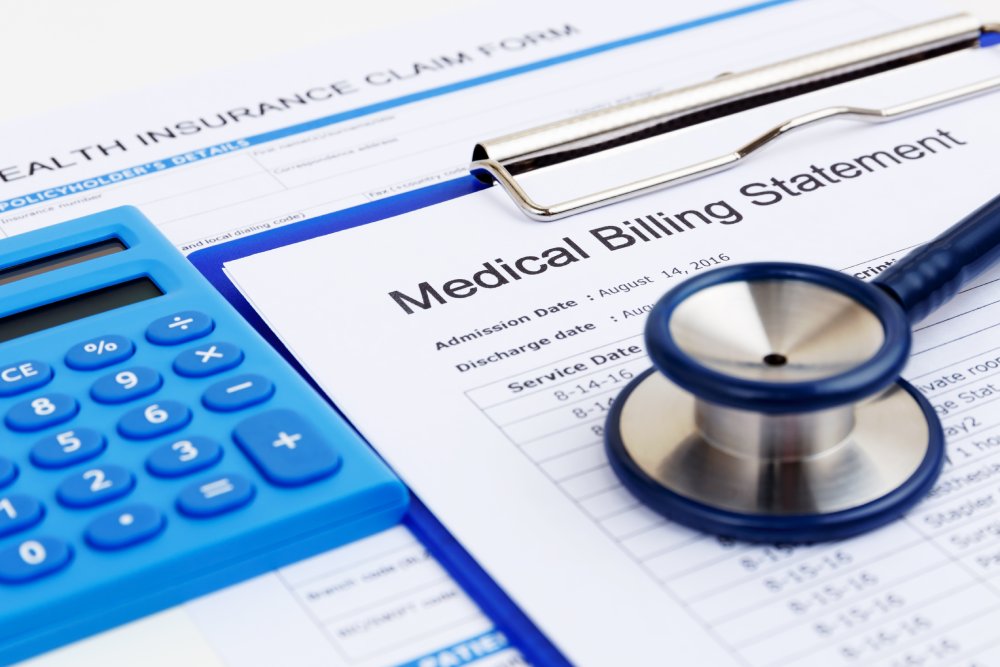 A medical billing statement in a doctor’s office