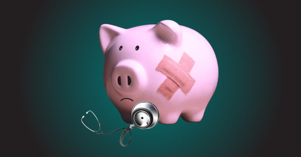 injured piggy bank in need of financial literacy